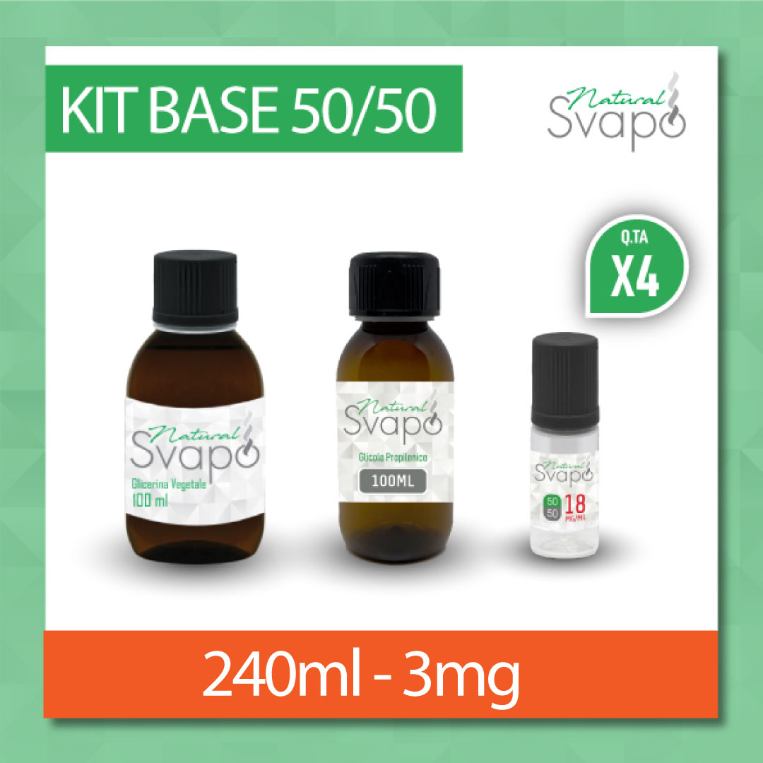 KIT BASE 240ml 3mg nicotina - 50VG/50PG - Natural Svapo